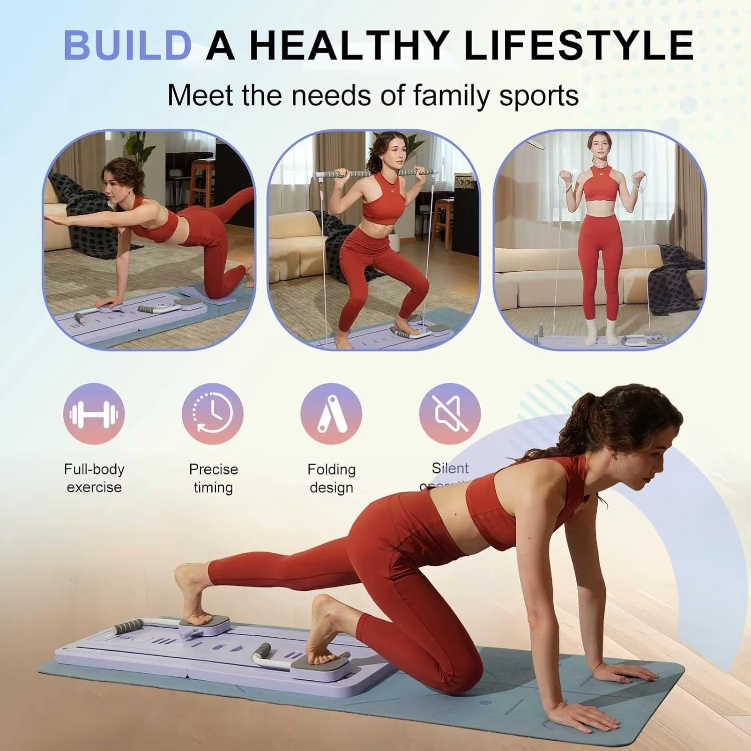 Foldable 4-in-1 Ultimate Pilates Reformer Board